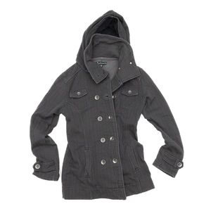 Ezekiel button up herringbone coat with detachable hood